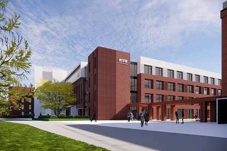 Modern Red Brick School Modern Middle School Building Red Brick Middle School Building 3d model