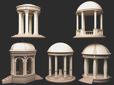 Classical Architectural Gazebo Models With Columns Domes Bases Balconies And Pediments 3d model