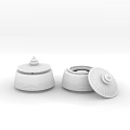 Elegant Three Piece Decorative Ornament Set With Black Base And Golden Open Lid