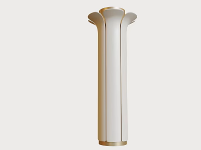 Elegant Modern White Column With Gold Accents And Decorative Flower Like Top Design 3d model