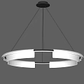 Modern Circular Chandelier Design With Frosted Glass And Metal Frame Suspended With Thin Wires