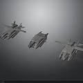 Spacecraft Models For Space Exploration With Different Designs And Metallic Texture On Dark Background