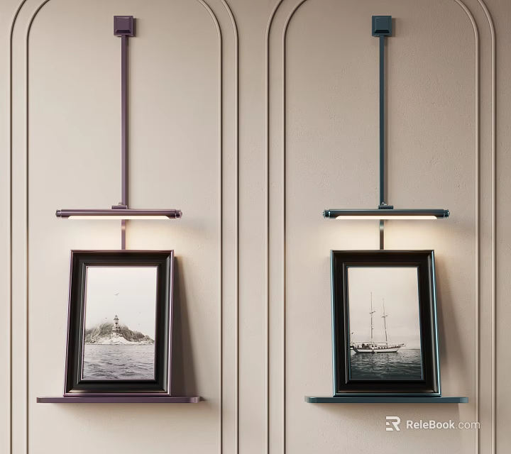 Hanging Picture Frames With Different Designs Decorate Wall 3d model