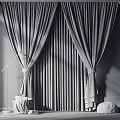 Gray Textured Curtains With Tiebacks For Modern Living Room Window Design