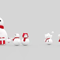 Cute Small And Large Snowmen With Red Scarves Hats And Gift Box Decor
