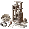 Essential Pet Furniture Collection Including Multi Level Cat Tree Scratching Posts And Cozy Beds