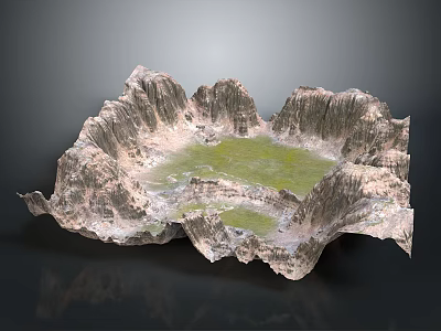 Natural Garden Landscape Featuring Mountainous Terrain And Green Lush Vegetation Areas 3d model