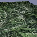 Natural Garden Landscape With Mountainous Terrain Contour Lines And Lush Green Vegetation