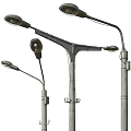 Modern Outdoor Street Lights With Metal Poles And Multiple Curved Lamp Arms