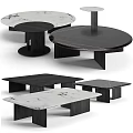 Modern Assorted Tables Featuring Round Square Shapes Marble Tops Black Wooden Frames