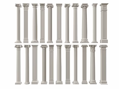 Variously Designed Decorative Columns With Ornate Capitals And Classic Styles 3d model