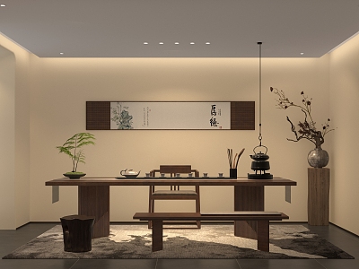 Chinese Teahouse Simple Zen Style Chinese Furniture Song Style Furniture 3d model