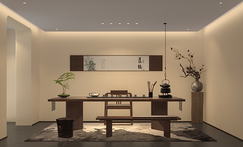 Chinese Teahouse Simple Zen Style Chinese Furniture Song Style Furniture 3d model