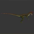 Vibrant Dinosaur 3D Model Featuring Red Crest Green Skin And Yellow Patterns 3d model