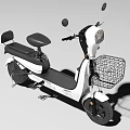 Stylish White Electric Scooter With Black Seat Front Wire Basket And Rearview Mirrors