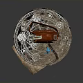Vintage Exploration Setup With Red Leather Bag Old Map Compass Turquoise Stones And Silver Tray