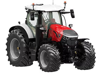 Modern Red And White Agricultural Tractor With Large Tires For Farming Operations 3d model