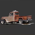 Rusty Old Vintage Truck Model with Weathered Exterior on Snowy Base