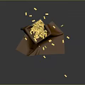 Pile of Gold Bars Covered by Brown Cloth with Scattered Pieces Around