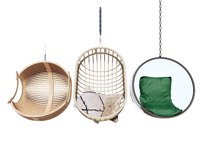 Stylish Hanging Leisure Chairs with Different Rattan Designs and Comfortable Styles 3d model