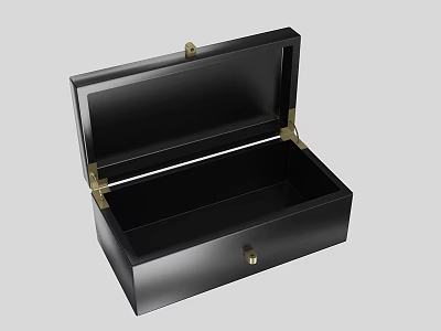 Open Black Storage Cabinet with Gold Hinges and Lock Sleek Design for Organizing Items 3d model