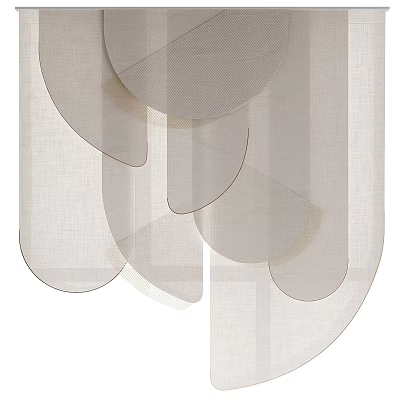 Modern Sheer Curtains With Layered Circular Linen Panels For Home Decor 3d model
