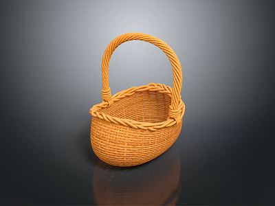 Stylish Orange Handwoven Storage Basket With Woven Handle For Home Use 3d model