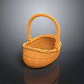 Stylish Orange Handwoven Storage Basket With Woven Handle For Home Use