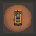 Orange Custom Car With Green Red Tanks On Roof And Logo On Side