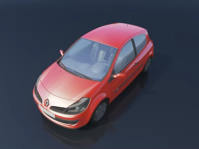 Red Renault Hatchback Car With Sleek Exterior Design And Compact Body 3d model