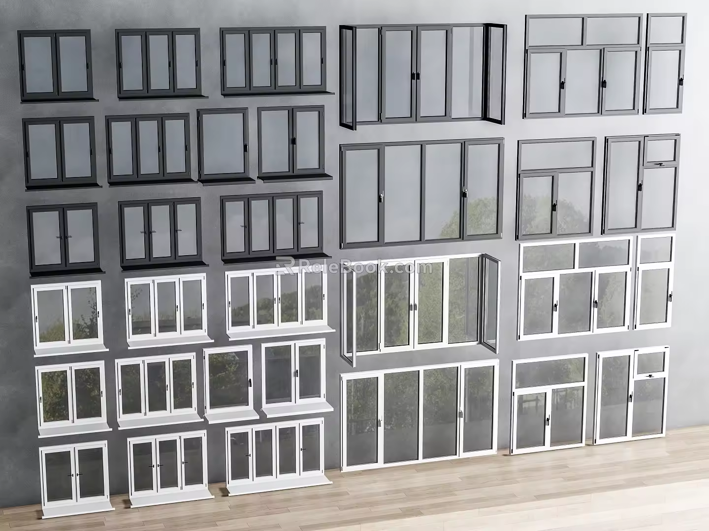 Modern window combination window glass window floor-to-ceiling window balcony window bay window bedroom window casement window door and window stainless steel sliding window 3d model