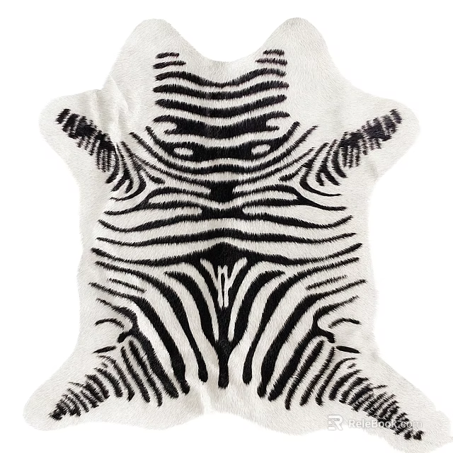 Square Rug With Zebra Pattern Soft Texture Ideal For Modern Living Room Decor 3d model