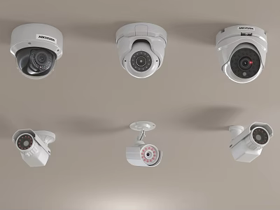 Projection Monitoring With Different Ceiling Mounted Security Cameras Types For Surveillance 3d model