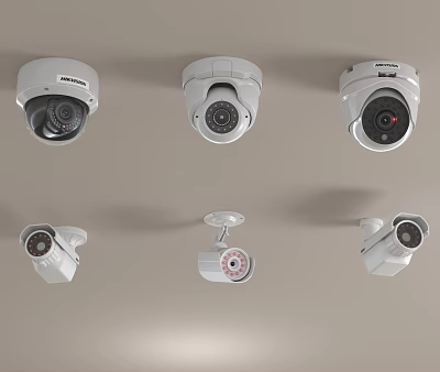 Projection Monitoring With Different Ceiling Mounted Security Cameras Types For Surveillance 3d model