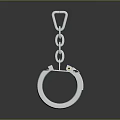 Silver Metal Decorative Ornament Set Featuring Handcuff Shaped Design With Chain And Lock