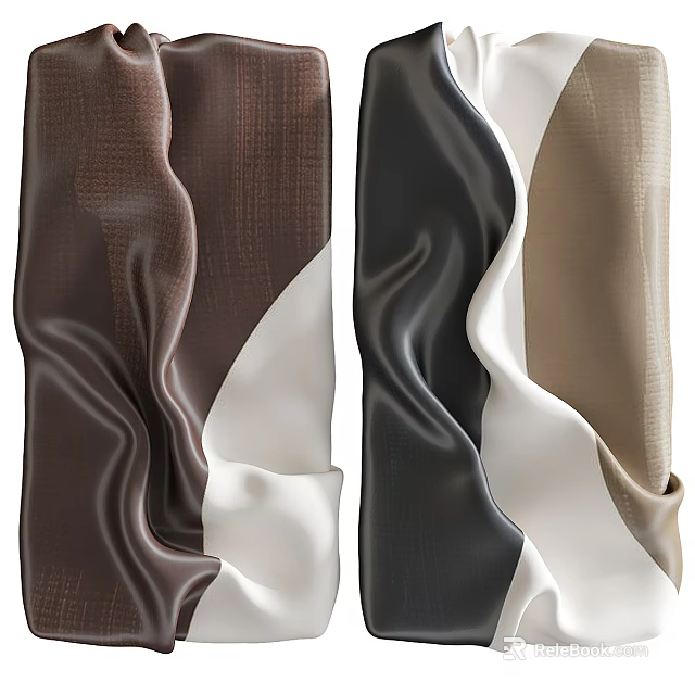 Modern Textured Wall Decor With Brown White Black Beige Wavy Fabric Patterns For Home Interior 3d model 