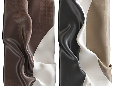 Modern Textured Wall Decor With Brown White Black Beige Wavy Fabric Patterns For Home Interior 3d model