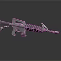 Silver Metal Modern Rifle Detailed Structure With Barrel Stock And Magazine