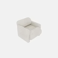 Light Beige Single Sofa With Textured Woven Fabric And Rounded Armrests 3d model