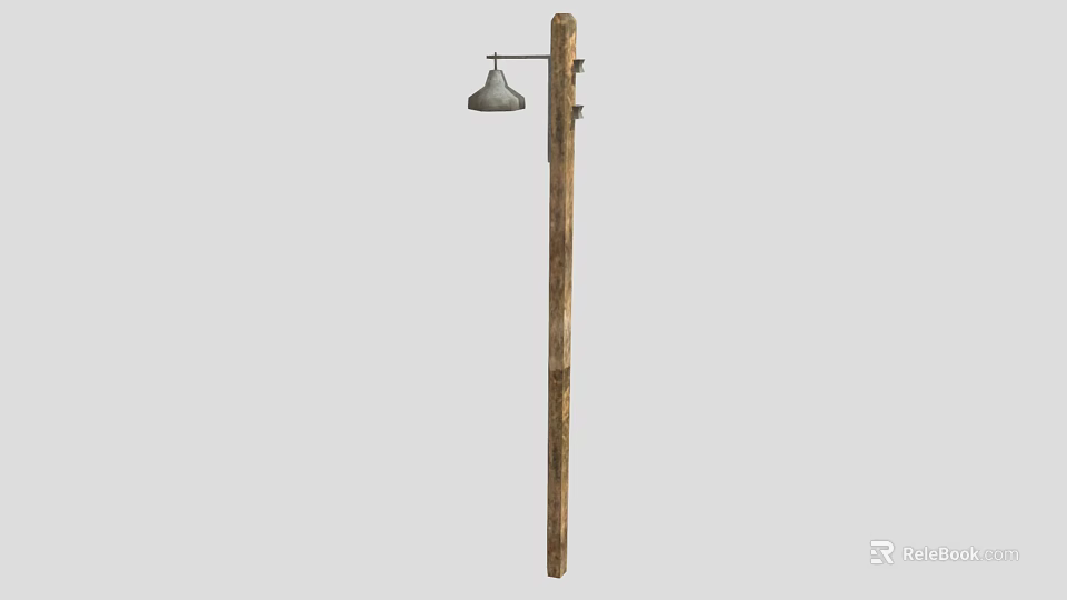 Agricultural Equipment Wooden Pole With Metal Lamp For Outdoor Farm Use 3d model 