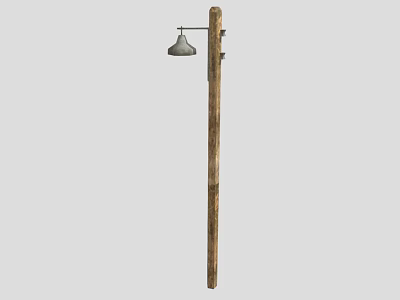 Agricultural Equipment Wooden Pole With Metal Lamp For Outdoor Farm Use 3d model