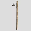 Agricultural Equipment Wooden Pole With Metal Lamp For Outdoor Farm Use