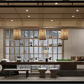 Modern Hotel Lobby Interior With Large Chandelier Sofa Area And Green Plants