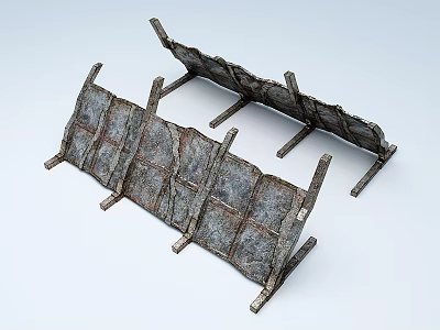 Roadside Metal Grid Barriers With Support Legs For Temporary Traffic Control 3d model