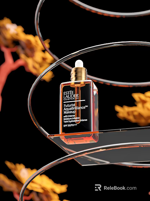 Estee Lauder Advanced Night Repair Serum With Golden Cap Transparent Bottle And Synchronized Recovery Complex 3d model 