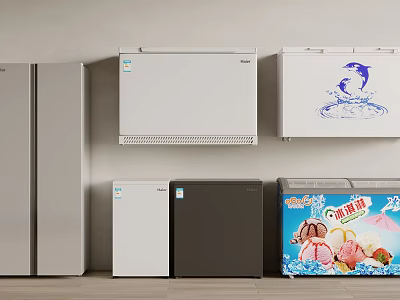 Various Types of Refrigerators and Freezers Showcased in Different Styles 3d model