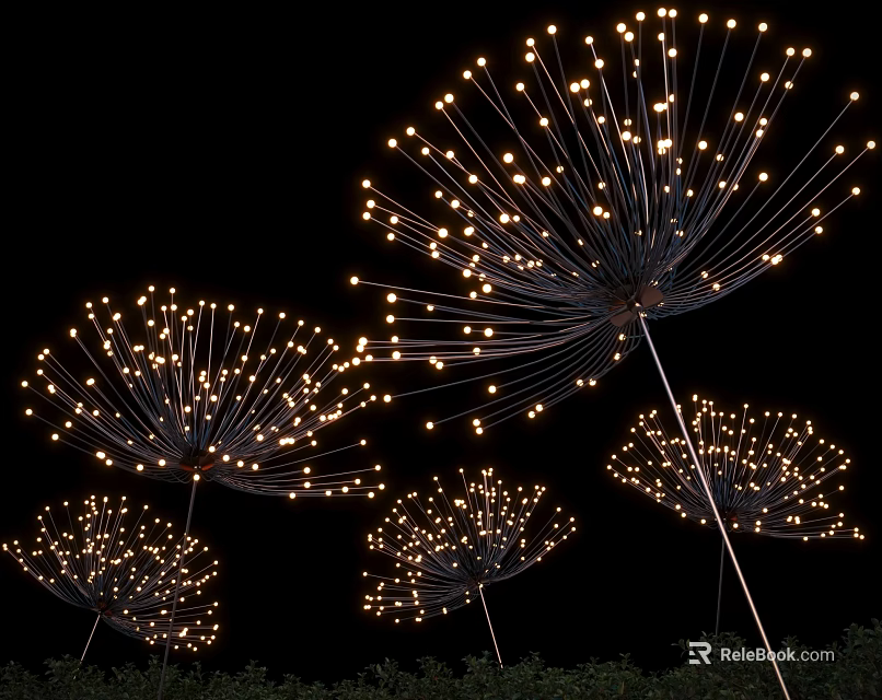 Dandelion Shaped Outdoor Lights LED Illuminated For Night Garden Landscape Decor 3d model 