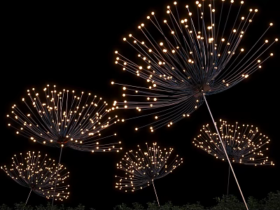 Dandelion Shaped Outdoor Lights LED Illuminated For Night Garden Landscape Decor 3d model