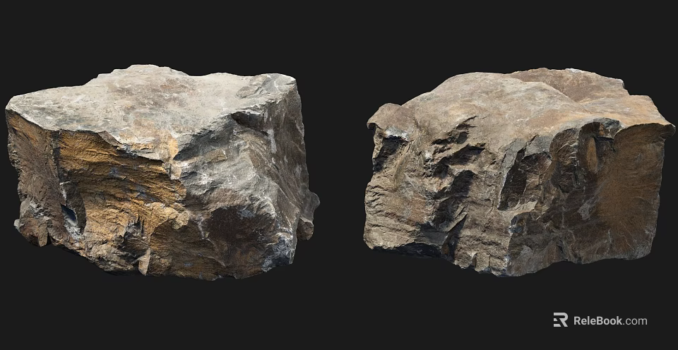 Natural Stone and Wood Materials with Rustic Rough Textured Surfaces and Earthy Tones 3d model 