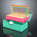 Colorful Makeup Storage Box With Mirror And Lock In Pink Orange Teal For Daily Necessities